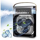 Losipoka Ventilador Portátil De Mesa Mini Ar Condicionado Umidificador Climatizador Pode Colocar Gelo Luz Led Preto 