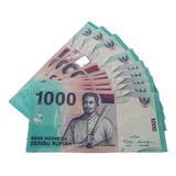 Lote 10 Cédulas Indonésia 1000 Rúpias Azul Fe Frete 10 00
