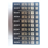 Lote 10 Fitas Cassete Sony Sr-60 Min Type Iv Metal Virgens 
