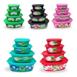 Lote 10 Kits De 4 Potes Plásticos Decorado Oval Atacado