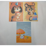 Lote 18 Papéis De Carta Antigos Fofos Urso Cachorro Praia