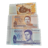 Lote 3 Cédulas Camboja 50, 100, 1000 Riels Fe