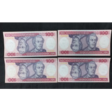Lote 4 Cédulas 100 Cruzeiros Flor De Estampa Brasil