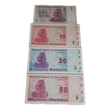 Lote 4 Cédulas Zimbábue Zimbabwe 1 10 20 50