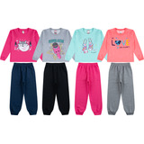 Lote 4 Conjunto Moleton Infantil Feminino Roupa Moda Inverno