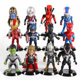 Lote Bonecos Miniaturas Herois Marvel Thanos Thor Deadpool