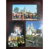 Lote Cartões Postais Antigos Disneyland Anos 80 3 Unidades