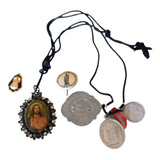 Lote Católico Antigo Com Cinco Medalhas E Broche Capuchinhos