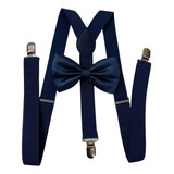 Lote Com 10 Kit Suspensório Gravata Azul Marinho Promoção