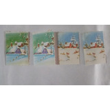 Lote Com 4 Mini Cartões Antigos De Natal - Década De 90