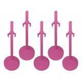 Lote Com 5 Suportes Na Cor Rosa Para Bonecas Barbie