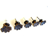 Lote De 5 Puxador Pequeno Colonial Bronzeado Flor Móveis 3cm
