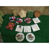 Lote De Porta Copos Antigo madeira porcelana Madreperola