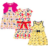 Lote Kit 3 Vestidos Infantil Bebê Menina Feminino Barato