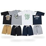 Lote Kit 8 Peças Roupa Juvenil Para Criança Menino Com 4 Conjuntos Manga Curta Tamanho 10