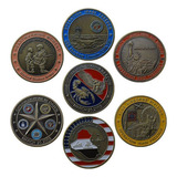 Lote Kit Com 7 Medalhas Moedas Militares Guerra No Iraque