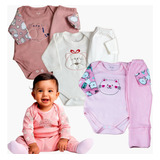Lote Roupa Body Manga Longa Bordado Calça 6 Pçs Bebe Menino