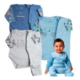 Lote Roupa Body Manga Longa Bordado Calça 6 Pçs Bebe Menino