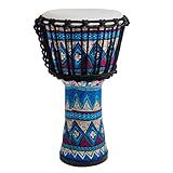 Lotmusic Tambor African Djembe, Tambor Congo Costurado Em Tecido Azul Padrão De 20 Cm, Tambor De Bongô Profissional Com Cabeça De Cabra