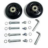 LOTOWELZON 2 Peças De Rodas De Substituição De Mala De Bagagem Rodas De Skate Em Linha De Borracha De 45 Mm Com Kits De Reparo De Rolamentos ABEC 7 608ZZ De 8 Mm Preto OD45xW18mm 4 5 Cmx1 8 Cm 