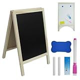 Lousa Cavalete 3 Em 1 - Quadro Branco - Magnético - Lousa De Giz Em Madeira 40x25cm - Infantil- Escolar Ou Decorativo Acompanha Caneta- Giz E Apagador