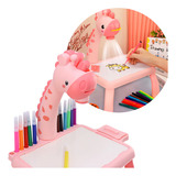 Lousa Mágica Didática Infantil Mesinha C Projetor De Girafa Cor Rosa