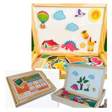 Lousa Magnética E Quadro Negro 2em1 Infantil 64figuras Imã