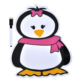 Lousa Magnética Imã Geladeira Mágica Porta Recados Quadro Cor Pinguim Rosa