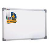 Lousa Quadro Branco 100x70 Cm Moldura Soft Alumínio Com 4 Canetas Marcador