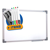 Lousa Quadro Branco 100x70 Soft Alumínio 4 Caneta Apagador