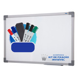 Lousa Quadro Branco 100x70 Soft Alumínio 5 Caneta 1 Apg