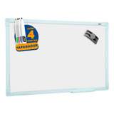 Lousa Quadro Branco 40x30 Moldura Verde 4 Caneta Apagador