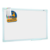 Lousa Quadro Branco Infantil 40x30 Moldura Verde 4 Caneta