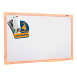 Lousa Quadro Branco Moldura Madeira 100x70 Cm Brinde C Nf
