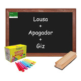 Lousa Quadro Negro 70x50cm Mold Madeira Apagador Giz