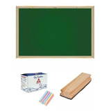 Lousa Quadro Negro verde Mold Madeira Apagador Giz Kit
