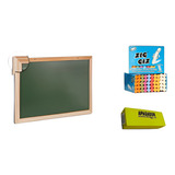 Lousa Quadro Negro verde Mold Madeira Apagador Giz Kit