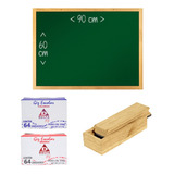 Lousa Quadro Verde 90x60 Cm Apagador Giz Parafuso E Bucha