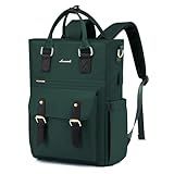 LOVEVOOK Mochila Feminina Conversível Para Laptop Mochila De Trabalho Com Porta De Carregamento USB Mochila Universitária Verde Escuro Preto 15 6 Inch