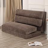 Lovmoc Cama Pufe Para Adultos, Sofá-cama De Chão 137 X 239 Cm Com Capa De Pele Sintética Macia Lavável, Sofá Dobrável Macio Macio Para Sala De Estar, Quarto, Quarto De Hóspedes (marrom)