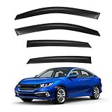 Lqqdp 4 Peças De Viseira De Janela De Ventilação De Proteção Contra Chuva E Sol Fumê Compatíveis Com Honda Civic Sedan De 4 Portas 2016-2021, Fita De Montagem Externa Em Acrílico Conjunto De 4