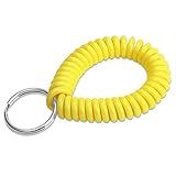 Lucky Line Bobina De Pulso Espiral De 5 Cm De Diâmetro Com Chaveiro De Aço, Pulseira Flexível Para Chaveiro, Estica Até 30 Cm, Amarelo, Pacote Com 1 (410801)