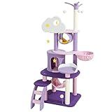 Lucky Monet Brinquedo De Bola Pompom De Condomínio Com Atividade De Gato De 155 Cm árvore Escalada Torre Com Arranhão Pós Rede Adorável Design Roxo Rosa