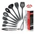 Lumai Utensil Silicone Premium Set Conjunto 10 Utensílios De Cozinha Cor Preto Escumadeira Colheres Espatulas Pegador