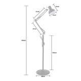 Luminária 1 9m Articulada Chão Pedestal Coluna Lustre Metal Cor Da Estrutura Branco