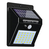 Luminária 30 Leds Com Sensor De Presença Arandela Luz Solar Cor Preto 6w