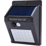 Luminária 30 Leds Com Sensor Presença Arandela Solar Jardins Cor Preto 110v/220v