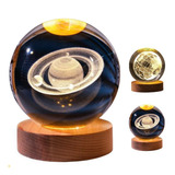 Luminária Abajur Globo De Cristal 3d Planetas Led Decorativa