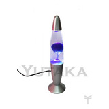 Luminária Abajur Lava Lamp Bolha Azul 34cm 110v Base Prata