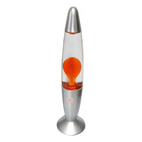 Luminária Abajur Lava Lamp Bolha Laranja 34cm 110v Base Prata